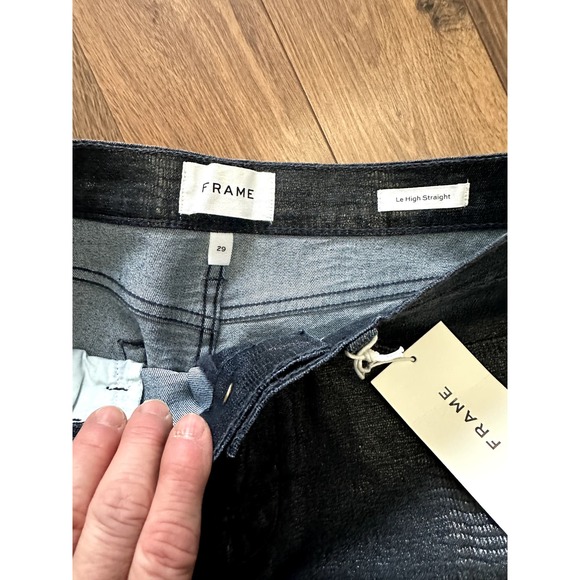 FRAME Le High Straight Lizard Coated Jeans Indigo Lizard - Picture 4 of 8